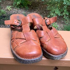 Born brown leather clog shoes